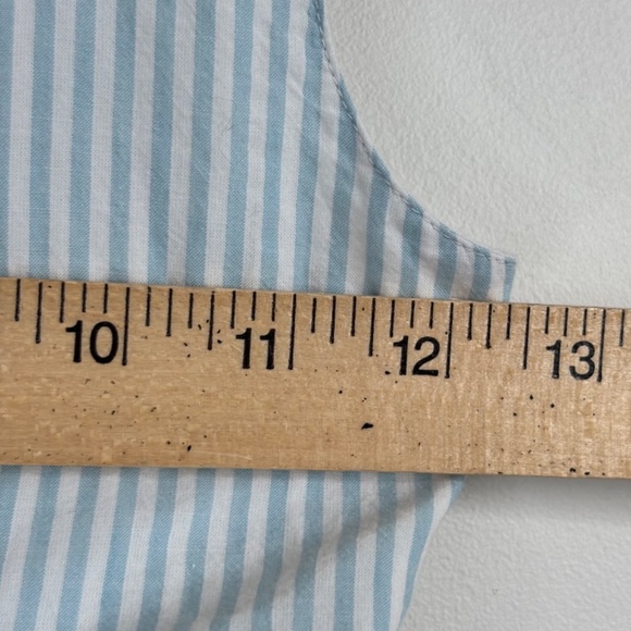 Mini Boden Dress 7-8 Embroidered Floral Cross Back Cotton Stripe Preppy Beach - Picture 12 of 13